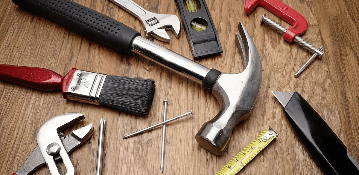 Handyman tools laid out for home repair and maintenance work in Richmond, VA